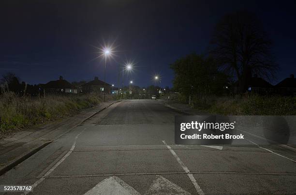 suburban street at night - west midlands stock pictures, royalty-free photos & images