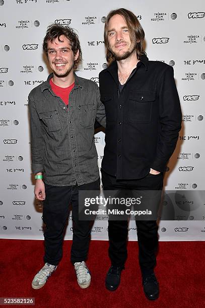 Ellar Coltrane and co-director Kevin Ford attend "the bomb" premiere during the 2016 Tribeca Film Festival at Gotham Hall on April 23, 2016 in New...