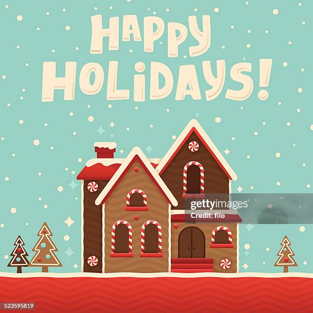 gingerbread house - christmas town stock illustrations