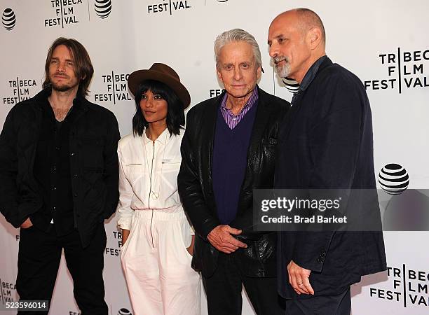 Kevin Ford, Smriti Keshari, Michael Douglas and Eric Schlosser attend the Tribeca Talks: What We Talk About When We Talk About The Bomb - 2016...