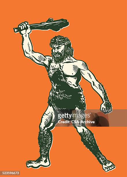 caveman with a club - neanderthal stock illustrations