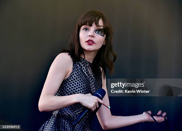 Musician Lauren Mayberry of Chvrches performs onstage during day 2 of the 2016 Coachella Valley Music & Arts Festival Weekend 2 at the Empire Polo...