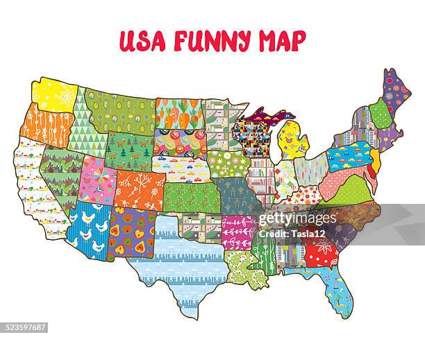 United States Funny Map With Patterns Vector High Res Vector Graphic United States Funny Map With Patterns Vector 