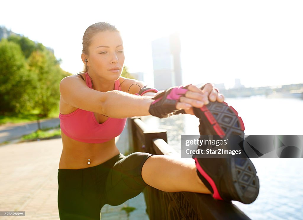 Getting her legs warmed up for exercise