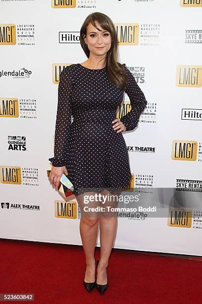 Actress Milana Vayntrub attends the 3rd Annual Location Managers Guild International Awardsat The Alex Theatre on April 23, 2016 in Glendale,...