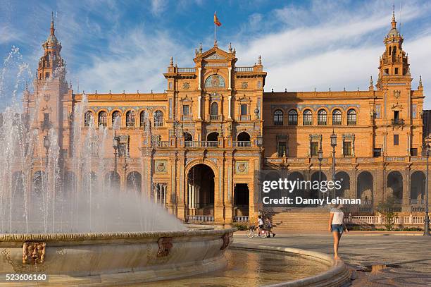 plaza de espana, seville - seville stock pictures, royalty-free photos & images