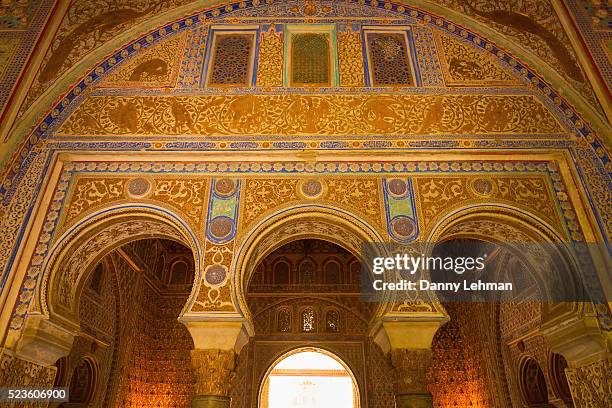 felipe ii ceiling room, real alcazar, seville - alcazar seville stock pictures, royalty-free photos & images
