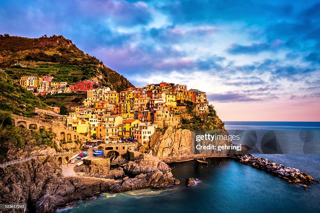 Beautiful view of Manarola in late afternoon light.