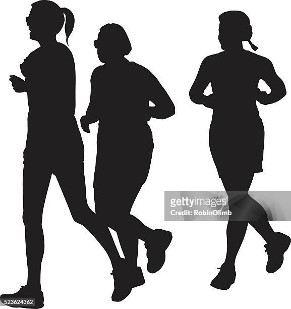 womenrunningtogether - women's track stock illustrations
