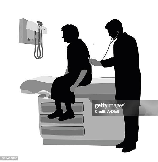 senior and heart doctor - stethoscope silhouette stock illustrations