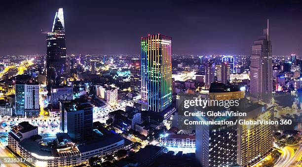 bird's-eye view of saigon's tallest buildings - hdri 360 stock-fotos und bilder