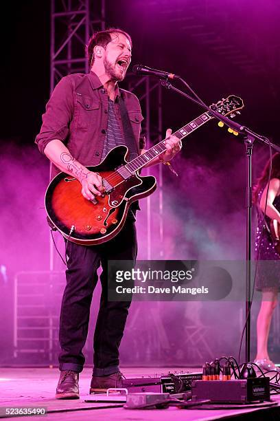 Musician Brian Aubert of Silversun Pickups performs onstage during day 2 of the 2016 Coachella Valley Music & Arts Festival Weekend 2 at the Empire...
