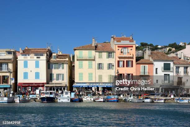 cassis and its fishing port provence france - cassis stock-fotos und bilder