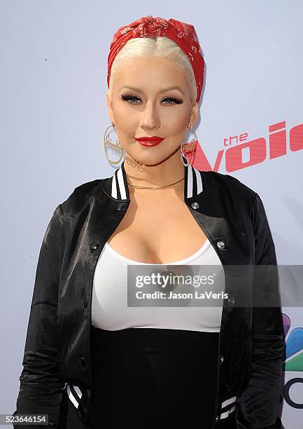 Christina Aguilera attends "The Voice" Karaoke For Charity at HYDE Sunset: Kitchen + Cocktails on April 21, 2016 in West Hollywood, California.