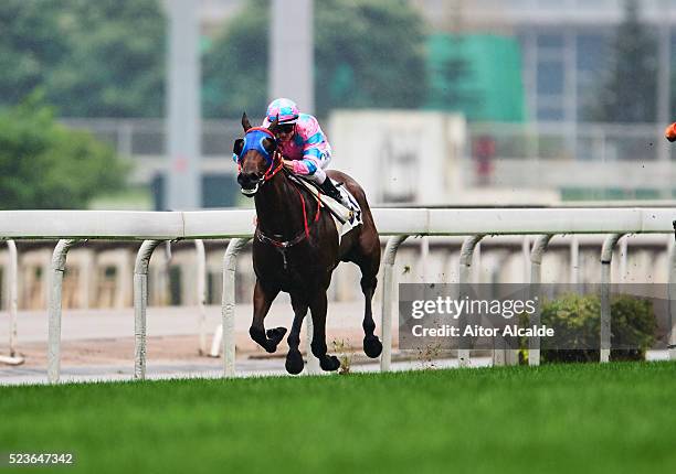 Zac Purton riding Care Free Prince in action during the Lady Royal Oak Offshore as part of the Audemars Piguet QEII CUP at Sha Tin racecourse on...