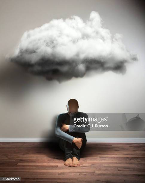 cancer patient sitting in front of wall - sitting on a cloud foto e immagini stock