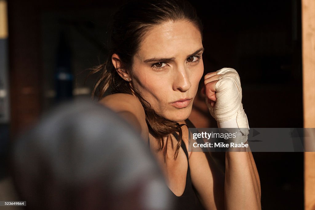 Female boxer training