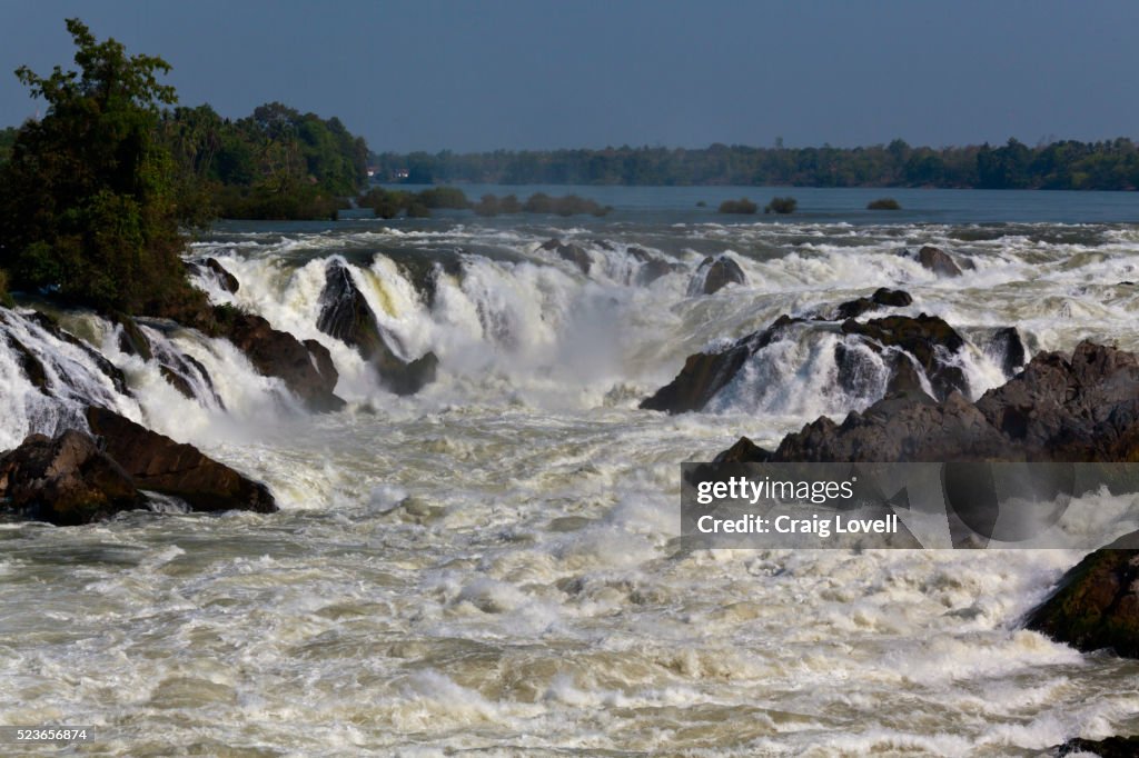 KHONE PHAPHENG WATERFALL in the 4 Thousand Islands Area (Si Phan Don) of the MEKONG RIVER