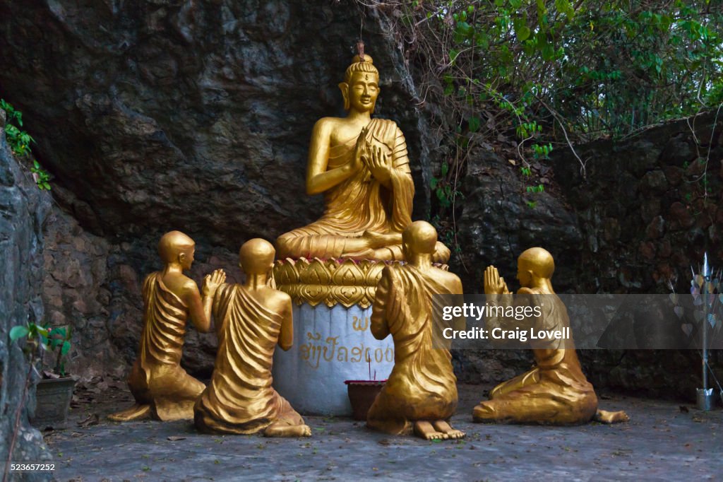GOLDEN BUDDHA with DESCIPLES on MOUNT PHOUSI