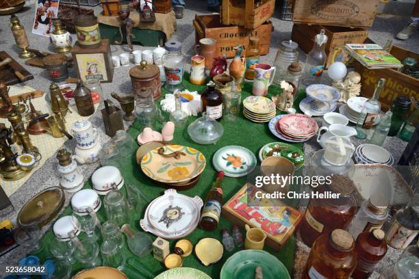 brocante or antiques market france - brocante foto e immagini stock