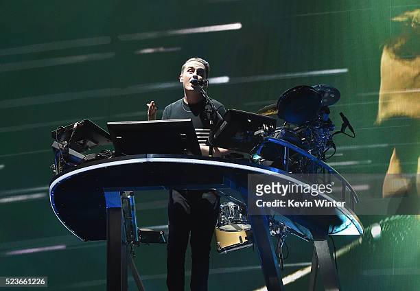 Guy Lawrence of Disclosure performs onstage during day 2 of the 2016 Coachella Valley Music & Arts Festival Weekend 2 at the Empire Polo Club on...