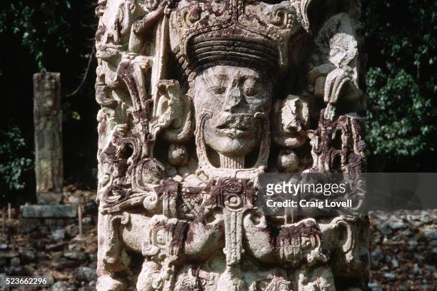 ruler eighteen rabbit carved on stele - honduras people stock pictures, royalty-free photos & images