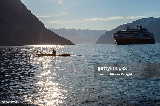 kajser franz josef fjord, northeast greenland - hurtigruten stock pictures, royalty-free photos & images