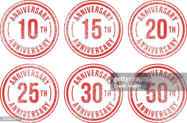 bildbanksillustrationer, clip art samt tecknat material och ikoner med anniversary rubber stamps - 50 54 år