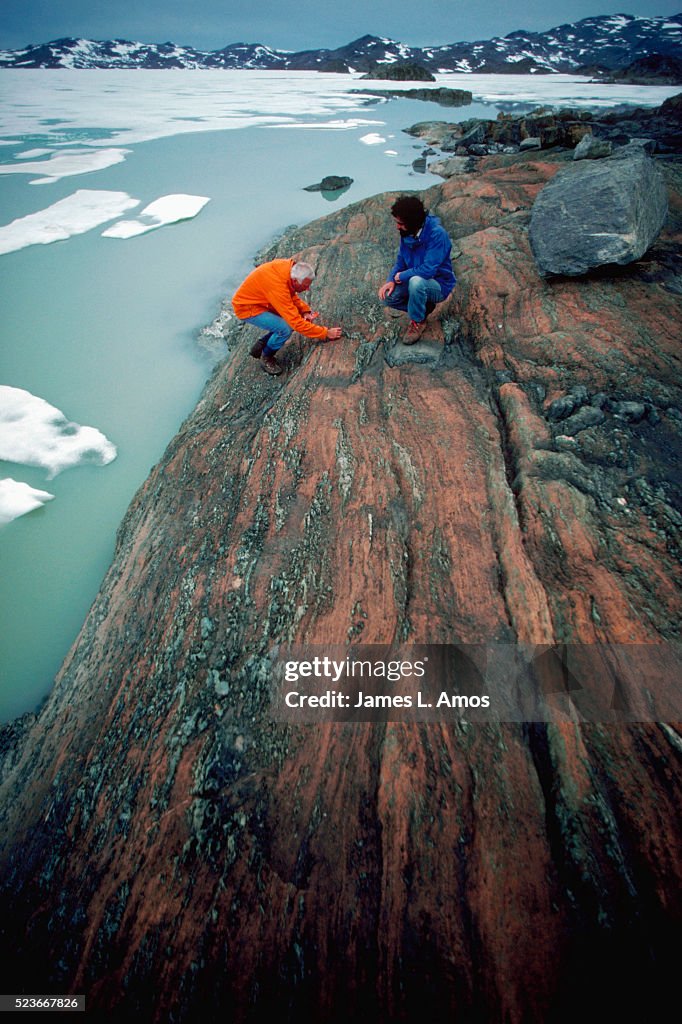 Geologist Studies Rocks in Greenland