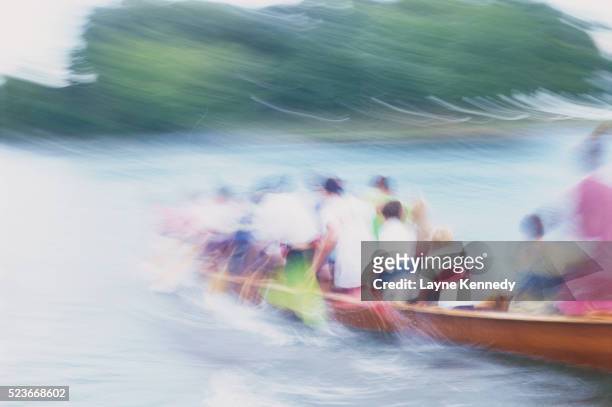 canoeists paddling during sprint boat practice on long pond - pocono mountains stock pictures, royalty-free photos & images