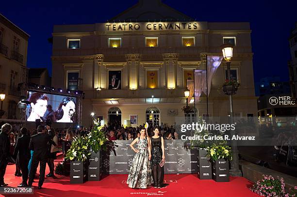 Spanish actresses Barbara Goenaga and Maribel Verdu attend "La Punta del Iceberg" premiere at the Cervantes Theater during the 19th Malaga Film...