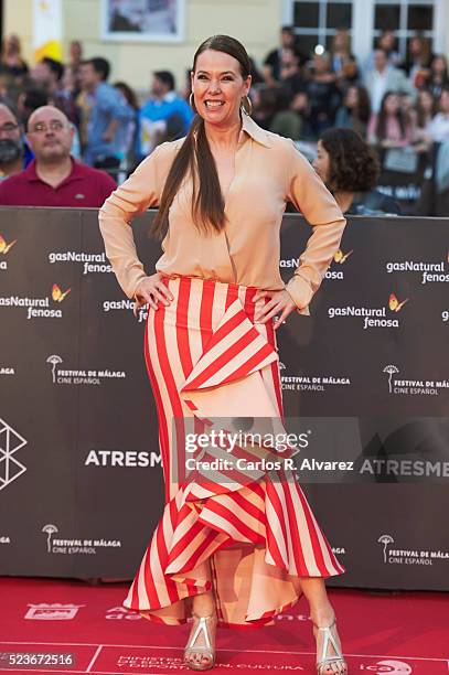 Spanish actress Mabel Lozano attends "La Punta del Iceberg" premiere at the Cervantes Theater during the 19th Malaga Film Festival 2016 Day 2 on...