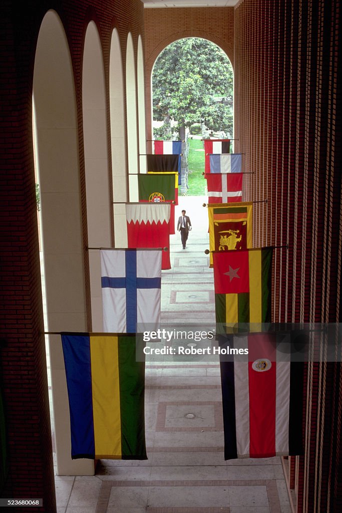 Flags in Arched Walk at Von KleinSmid Center