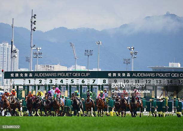 Hugh Bowman riding Werther during the Audemars Piguet QEII CUP in Hong Kong Racing at Sha Tin racecourse on April 24, 2016 in Hong Kong, Hong Kong.