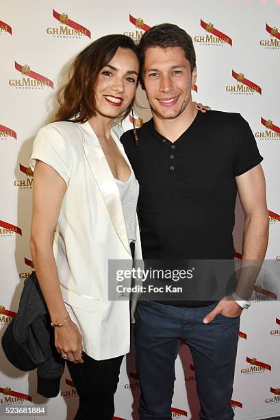 Formule E pilot LoicDuval and Gaelle attend Mumm Grand Cordon Champagne Launch Party At The YoYo Club on April 23, 2016 in Paris, France.