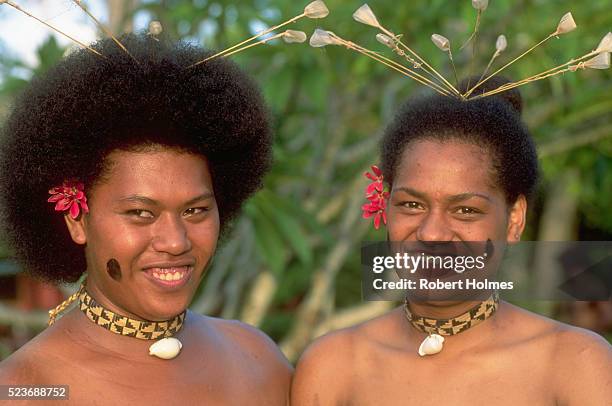 two meke dancers - wakaya island stock pictures, royalty-free photos & images