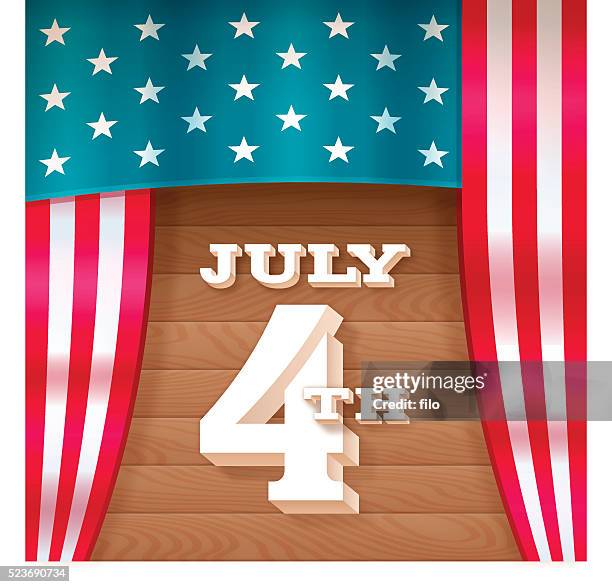 july 4th flag stage - opera stock illustrations
