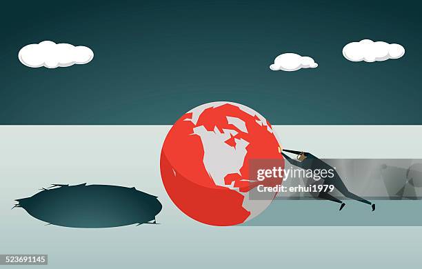 ilustraciones, imágenes clip art, dibujos animados e iconos de stock de globo de tierra, orificio pasante, profunda, impulsando, el medio ambiente, planeta, naturaleza - conquer the world cartoon