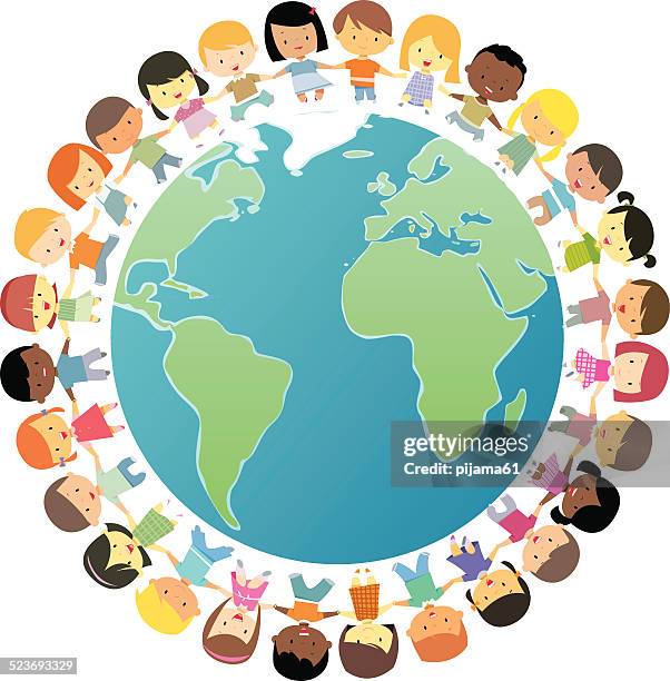 happy kids - environmental conservation diversity stock illustrations