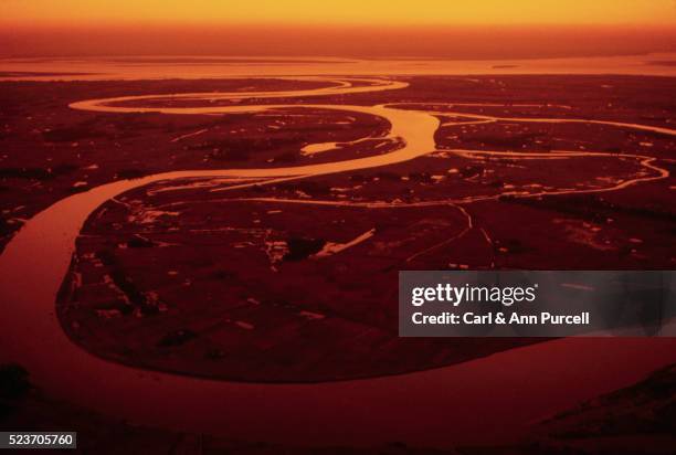 ganges river delta at sunset - bangladesh river stock pictures, royalty-free photos & images