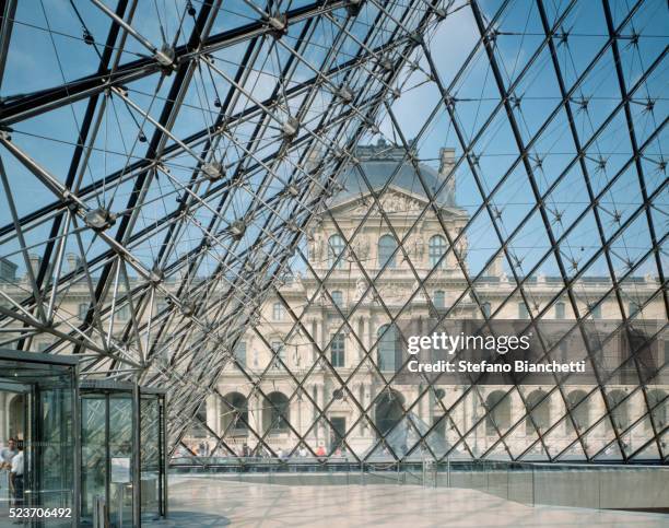 Inside the Musee du Louvre's Glass Pyramid Entrance