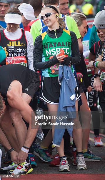 Natalie Dormer starts the Virgin London Marathon 2016 on April 24, 2016 in London, England.