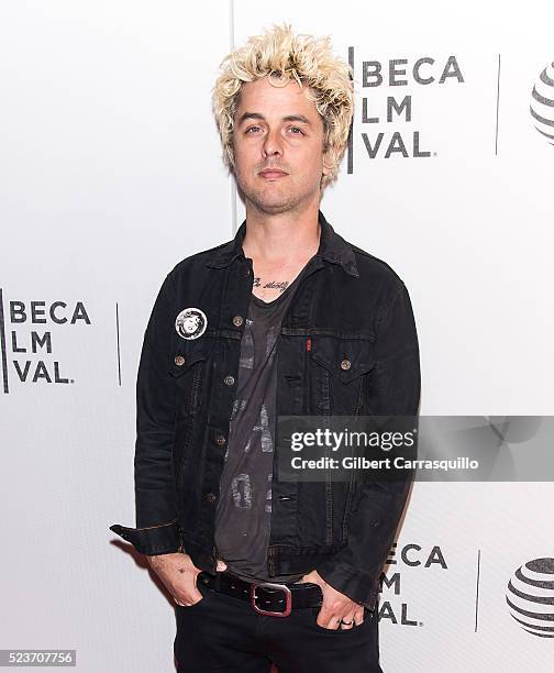 Musician, singer, songwriter, actor, Billie Joe Armstrong attends 'Geezer' World Premiere during 2016 Tribeca Film Festival at Festival Hub on April...