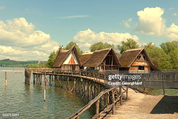 pile dwellings of unteruhldingen - lake constance bildbanksfoton och bilder