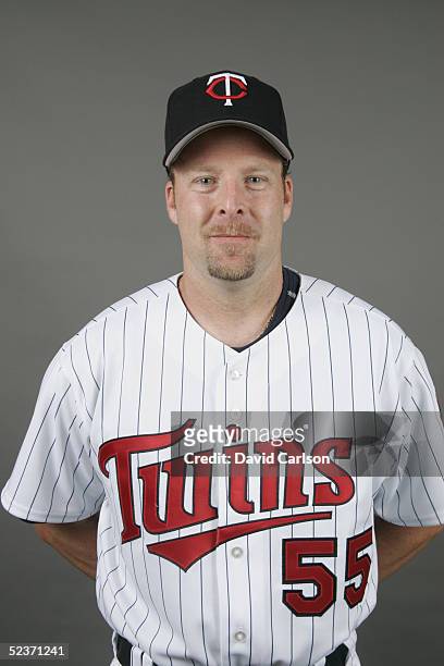 Mike Redmond of the Minnesota Twins poses for a portrait during photo day at Hammond Stadium on February 28, 2005 in Ft. Myers, Florida.