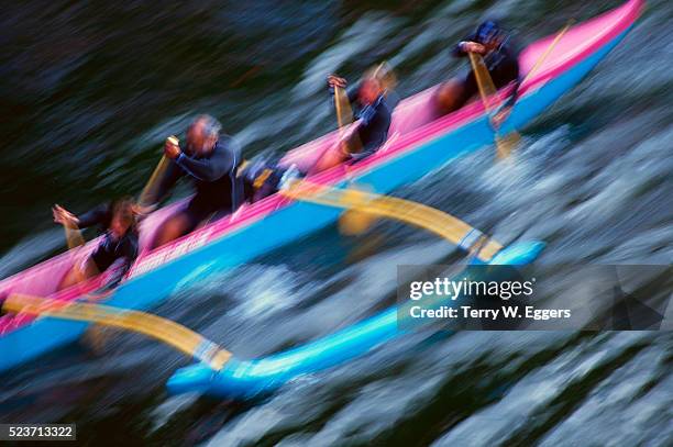 outrigger crew rowing - outrigger stock pictures, royalty-free photos & images