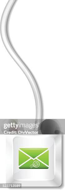 computer key with envelope icon - computer send button stock illustrations