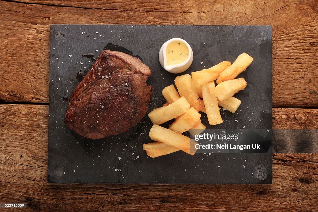 Chateaubriand steak with fries meal
