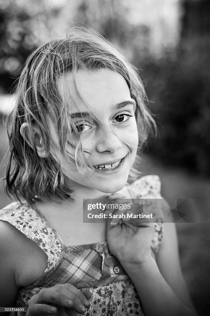 Portrait of a girl in black and white