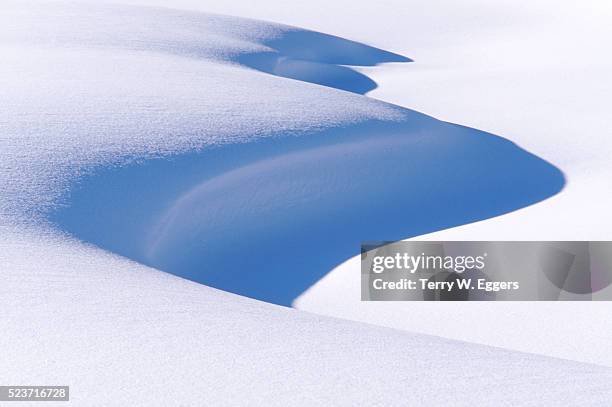 snowdrifts in yellowstone national park - schneewehe stock-fotos und bilder